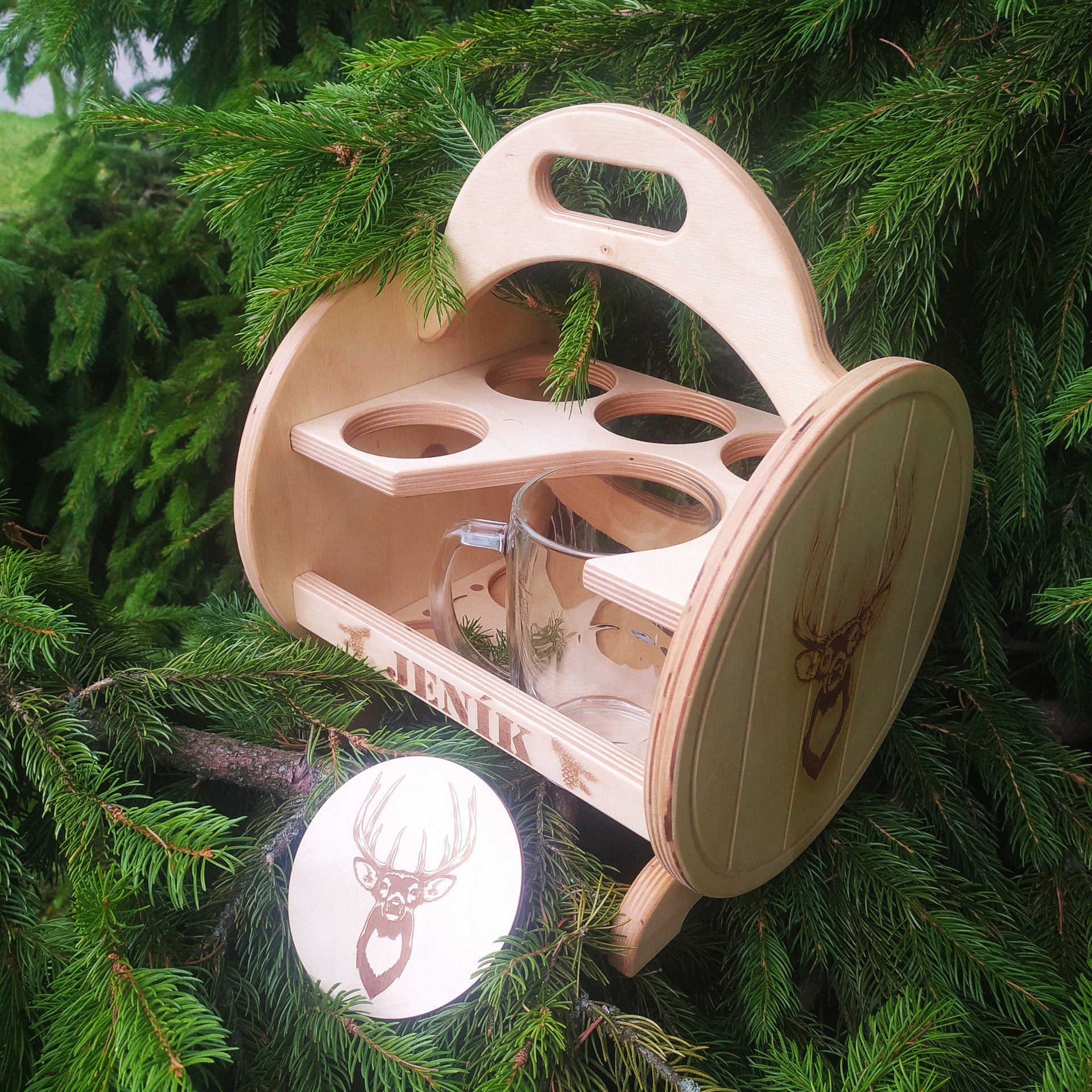 Nosič na pivo s půllitrem- Myslivec